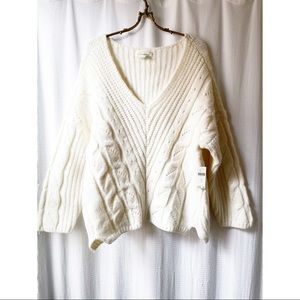 Anthropologie cream cable knit sweater